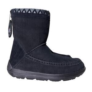 Manitobah Winter Boot Reflections Womens 10 Black WR Suede Shearling Lined
